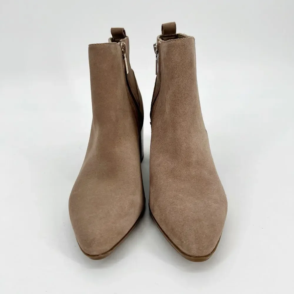 Blondo Laureece Bootie Womens 9.5 M Tan Beige Suede Waterproof Pointed Toe B6659